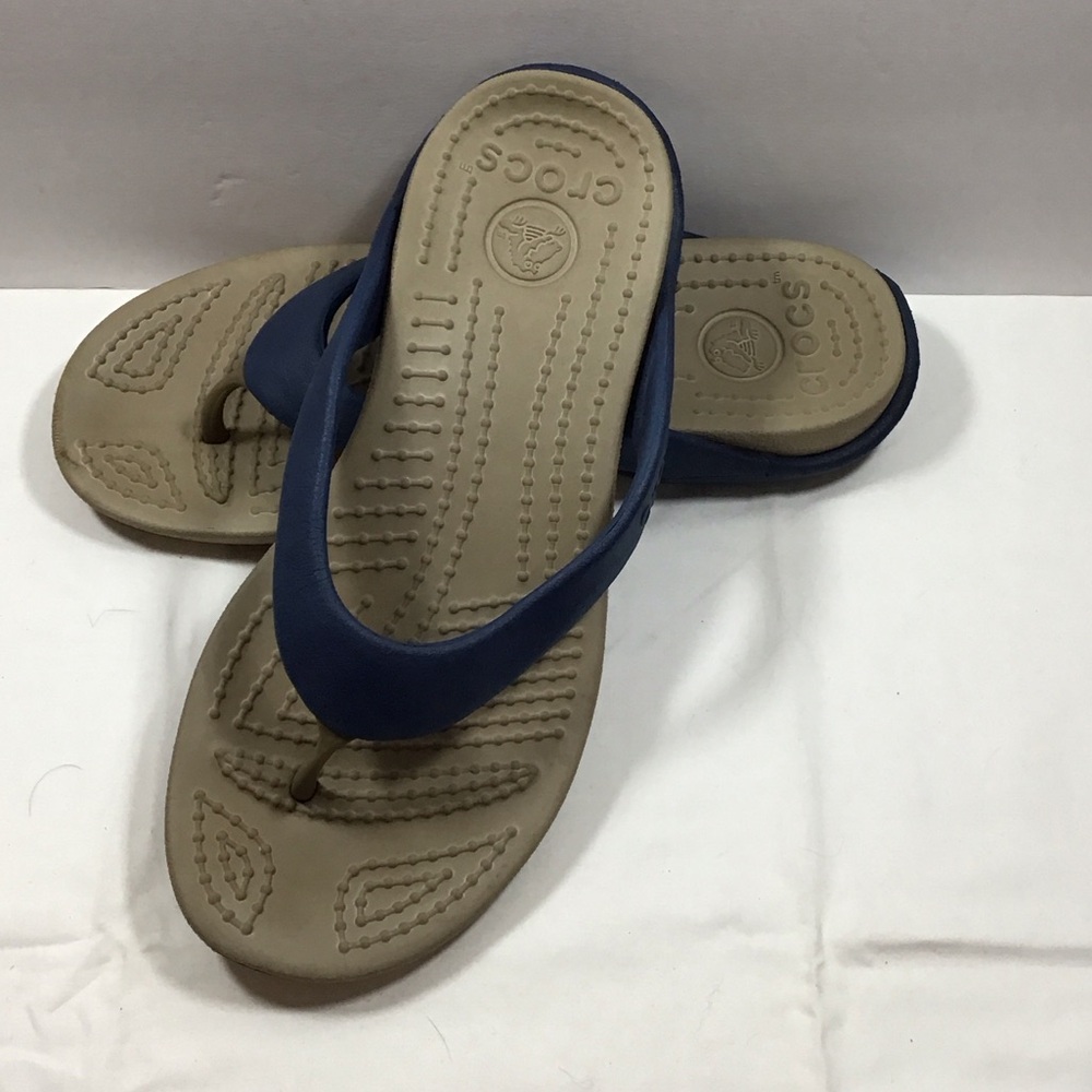 CROCS Navy and Beige Sandals Men’s size 7